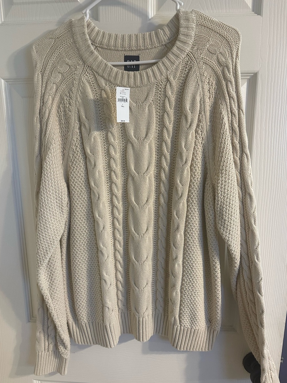 NEW GAP Women’s Cream Cable-Knit Crewneck Sweater